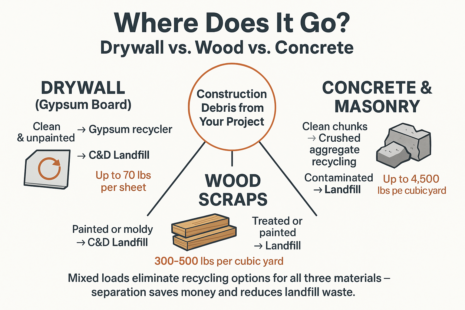 Can You Throw Away Drywall, Wood, and Concrete the Same Way? 3 Can You Throw Away Drywall, Wood, and Concrete the Same Way?