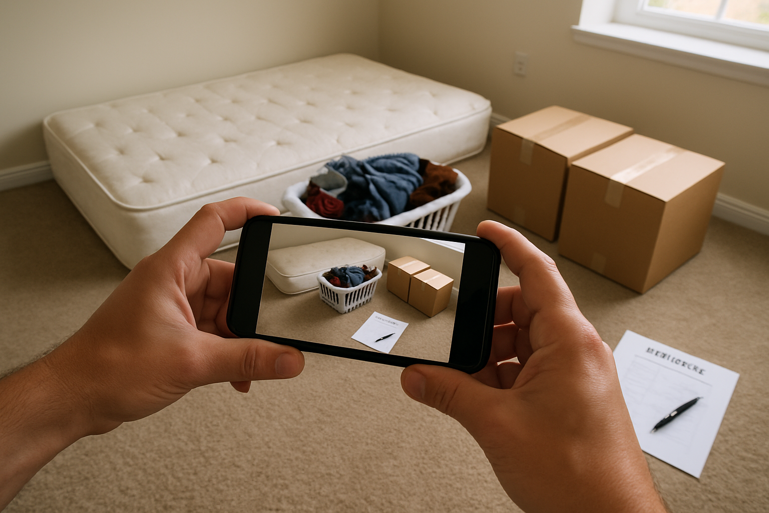 Tenant Left Everything Behind: When You Can Legally Clear It Out 1 Landlord photographing leftover tenant belongings to document an inventory before a cleanout
